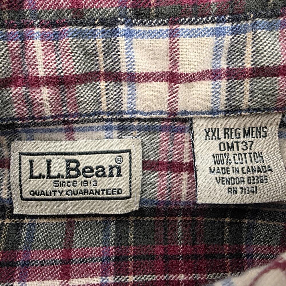 Vintage LL Bean Shirt Mens XXL Red Green Plaid Cotton Flannel Button Down Canada - Picture 3 of 15